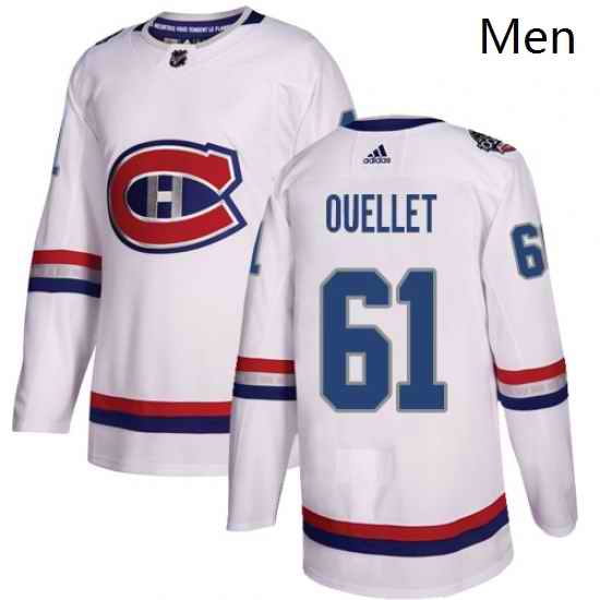 Mens Adidas Montreal Canadiens 61 Xavier Ouellet Authentic White 2017 100 Classic NHL Jersey